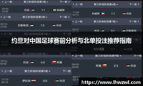 约旦对中国足球赛前分析与北单投注推荐指南